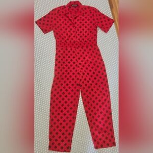Vintage Red And Black Jumpsuit